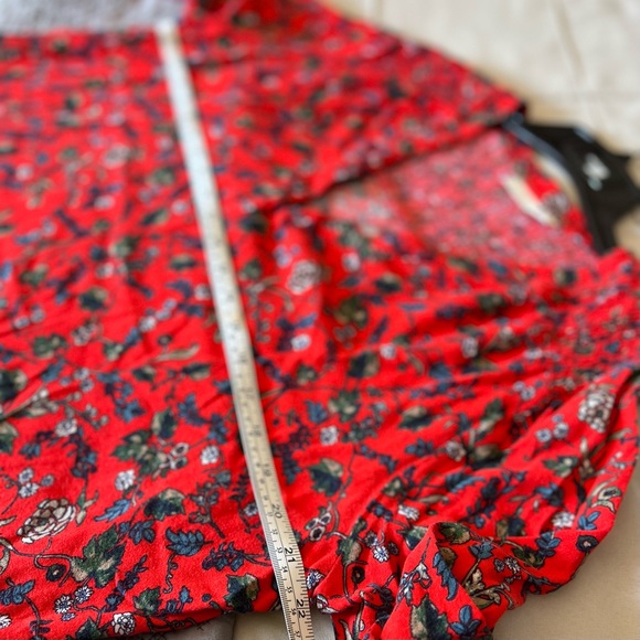 Hinge Red Floral V Neck Blouse - Picture 11 of 13